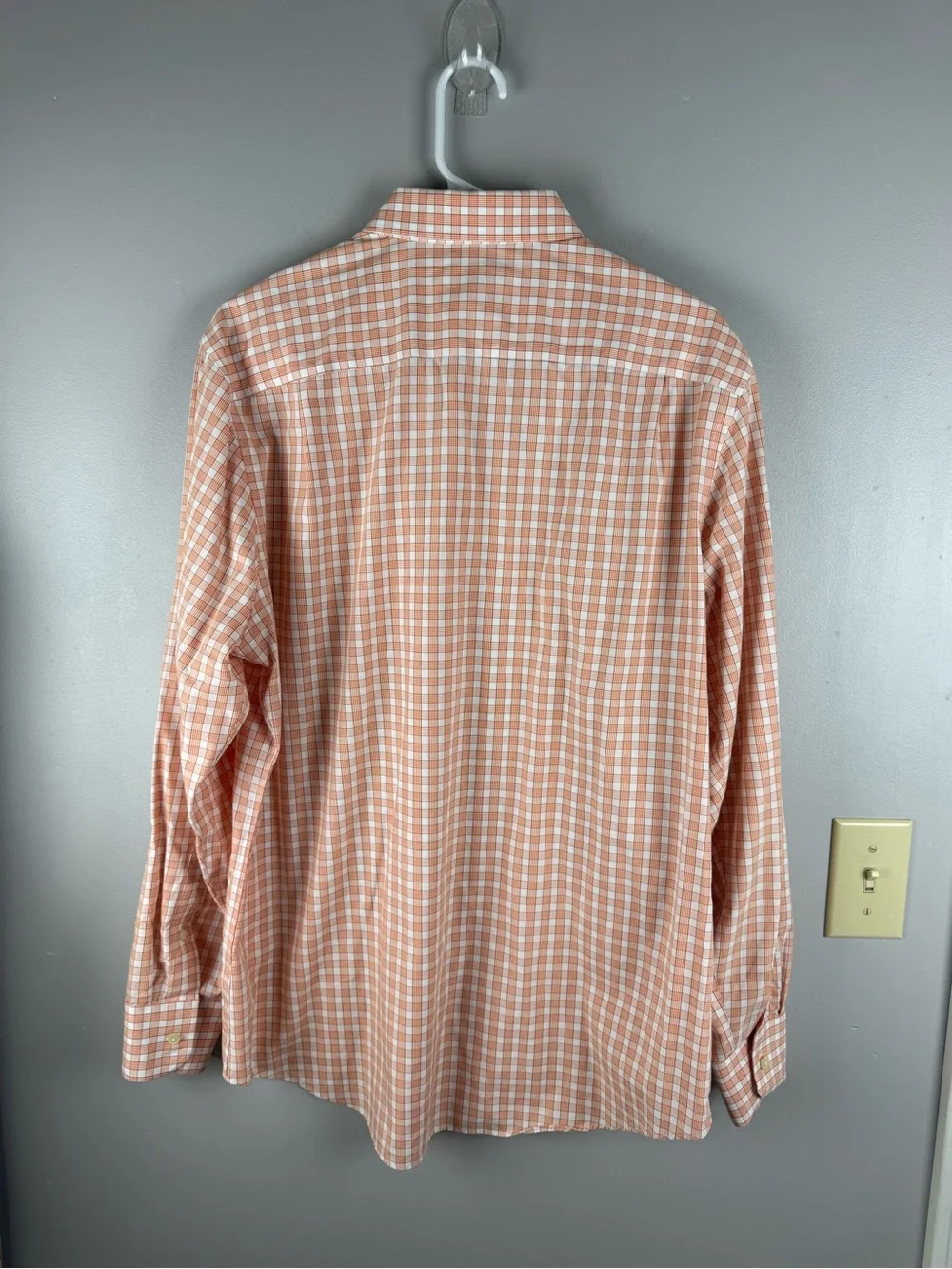 Banana Republic Men’s Orange White Plaid Long Sleeve Button Up Shirt SZ L Preppy